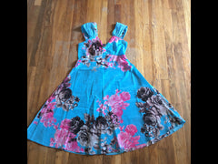 Women Fashion Plus Size Sleeveless Floral Print Collect Waist Chiffon Short Dress (S-XXXXXL) WZC5078